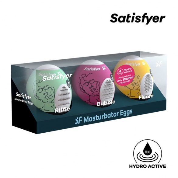 Satisfyer(새티스파이어) 마스터베이터 에그 3개입 혼합 SET (리플/버블/피어스)